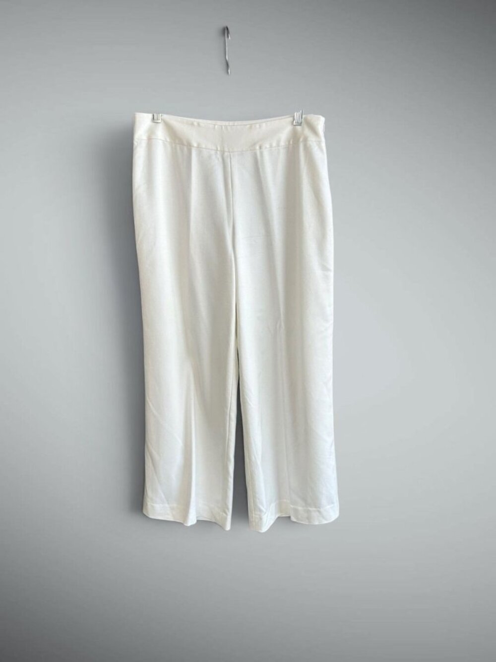 Nic + Zoe White Ivory Wide Leg Side Zip Ankle Pants Size 10 Capsule Minimalist